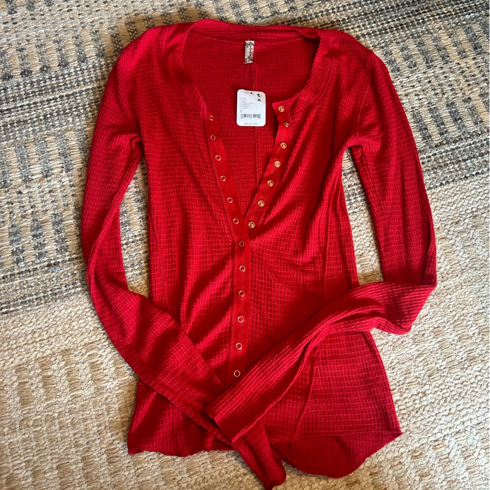 Free People Scarlet Textured Button-Up Blouse